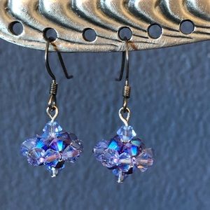 Handmade Swarovski Crystal Beaded Earrings, Amethyst Purple, Lavender